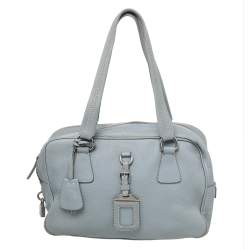 Prada Blue Leather Bauletto Satchel