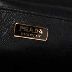 Pre Owned Prada Black Leather Cahier Shoulder Bag