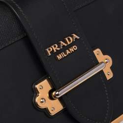 Pre Owned Prada Black Leather Cahier Shoulder Bag