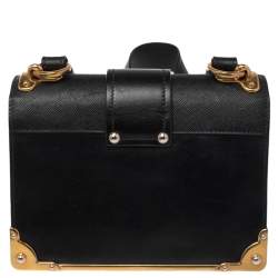 Pre Owned Prada Black Leather Cahier Shoulder Bag