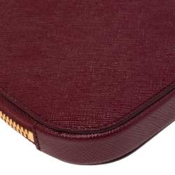 Prada Dark Red Saffiano Lux Leather Phone Crossbody Bag