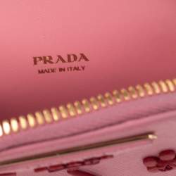 Pre Owned Prada Pink Saffiano Lux Leather Embellished Phone Crossbody Bag