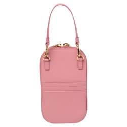 Pre Owned Prada Pink Saffiano Lux Leather Embellished Phone Crossbody Bag