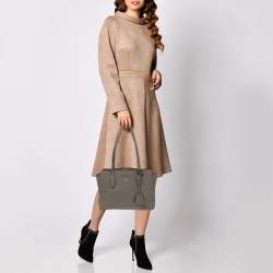 Pre Owned Prada Grey Vitello Daino Leather Tote