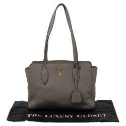 Pre Owned Prada Grey Vitello Daino Leather Tote
