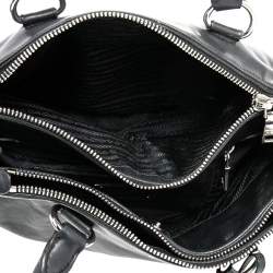 Pre Owned Prada Black Leather Double Zip Tote