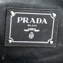 Pre Owned Prada Black Leather Double Zip Tote