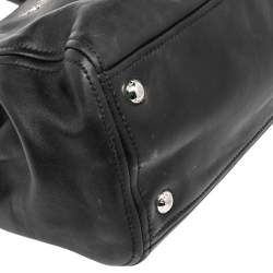 Pre Owned Prada Black Leather Double Zip Tote