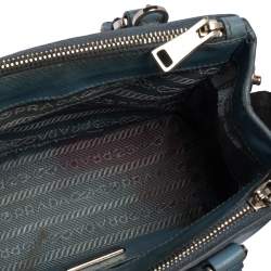 Pre Owned Prada Light Blue Saffiano Leather Mini Galleria Double Zip Tote