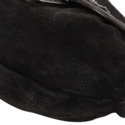 Pre Owned Prada Brown Croc And Leather Embellished Shoulder Bag