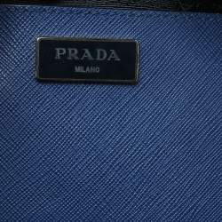 Pre Owned Prada Blue Saffiano Lux Leather Galleria Tote
