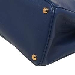 Pre Owned Prada Blue Saffiano Lux Leather Galleria Tote