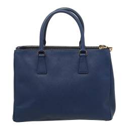 Pre Owned Prada Blue Saffiano Lux Leather Galleria Tote