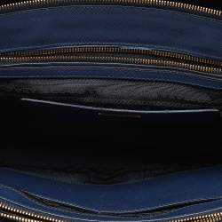 Pre Owned Prada Blue Saffiano Lux Leather Galleria Tote