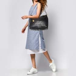 Pre Owned Prada Black Leather Chain Tote