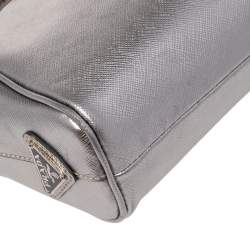 Prada Silver Saffiano Leather 50s Car Clutch