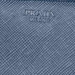 Pre Owned محفظة كونتينينتال برادا بقلاب جلد سافيانو أزرق