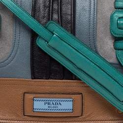 Prada Multicolor Suede and Leather  Etiquette Flap Shoulder Bag