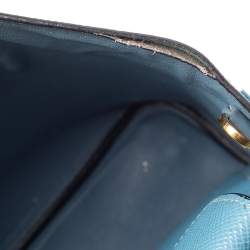 Pre Owned Prada Blue Saffiano Cuir Leather Double Handle Tote