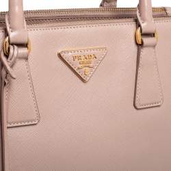 Pre Owned Prada Beige Saffiano Lux Leather Small Galleria Tote
