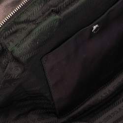 Pre Owned Prada Metallic Cacao Nappa Leather Ruffle Bauletto Bag