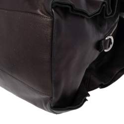 Pre Owned Prada Metallic Cacao Nappa Leather Ruffle Bauletto Bag