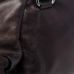 Pre Owned Prada Metallic Cacao Nappa Leather Ruffle Bauletto Bag