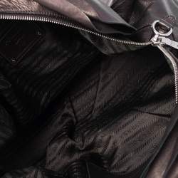 Pre Owned Prada Metallic Cacao Nappa Leather Ruffle Bauletto Bag