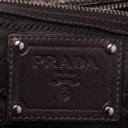 Pre Owned Prada Metallic Cacao Nappa Leather Ruffle Bauletto Bag