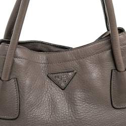 Pre Owned Prada Grey Vitello Daino Leather Tote