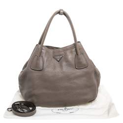 Pre Owned Prada Grey Vitello Daino Leather Tote