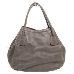 Pre Owned Prada Grey Vitello Daino Leather Tote