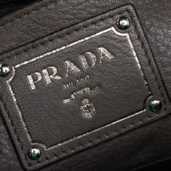 Pre Owned Prada Grey Vitello Daino Leather Tote