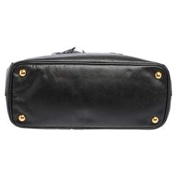 Pre Owned Prada Black Saffiano Lux Leather Small Galleria Double Zip Tote