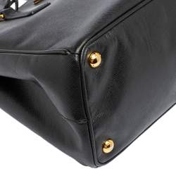 Pre Owned Prada Black Saffiano Lux Leather Small Galleria Double Zip Tote