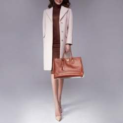 Pre Owned Prada Burnt Red Saffiano Lux Leather Large Double Zip Tote