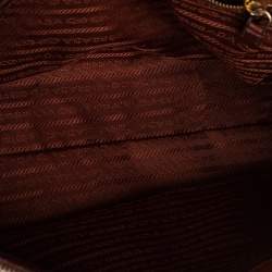 Pre Owned Prada Burnt Red Saffiano Lux Leather Large Double Zip Tote