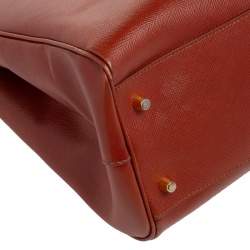 Pre Owned Prada Burnt Red Saffiano Lux Leather Large Double Zip Tote