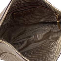 Pre Owned Prada Beige/Brown Canvas And Leather Canapa Logo Shoulder Bag
