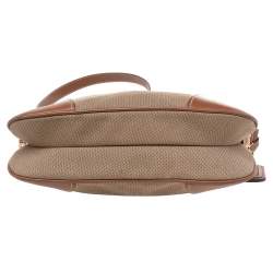 Pre Owned Prada Beige/Brown Canvas And Leather Canapa Logo Shoulder Bag