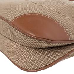 Pre Owned Prada Beige/Brown Canvas And Leather Canapa Logo Shoulder Bag