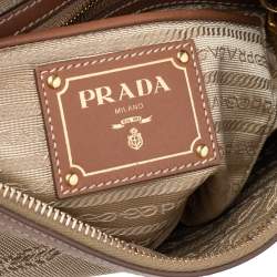 Pre Owned Prada Beige/Brown Canvas And Leather Canapa Logo Shoulder Bag