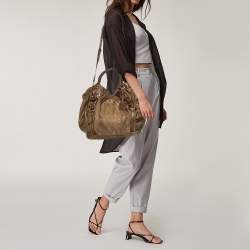 Pre Owned حقيبة كتف برادا نايلون أخضر داكن