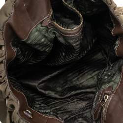 Pre Owned حقيبة كتف برادا نايلون أخضر داكن