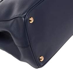 Pre Owned Prada Navy Blue Saffiano Lux Leather Medium Galleria Tote