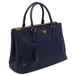 Pre Owned Prada Navy Blue Saffiano Lux Leather Medium Galleria Tote