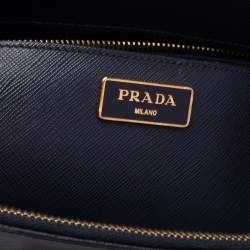 Pre Owned Prada Navy Blue Saffiano Lux Leather Medium Galleria Tote
