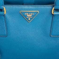 Pre Owned Prada Blue Saffiano Lux Leather Medium Galleria Tote