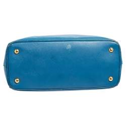Pre Owned Prada Blue Saffiano Lux Leather Medium Galleria Tote
