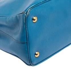 Pre Owned Prada Blue Saffiano Lux Leather Medium Galleria Tote